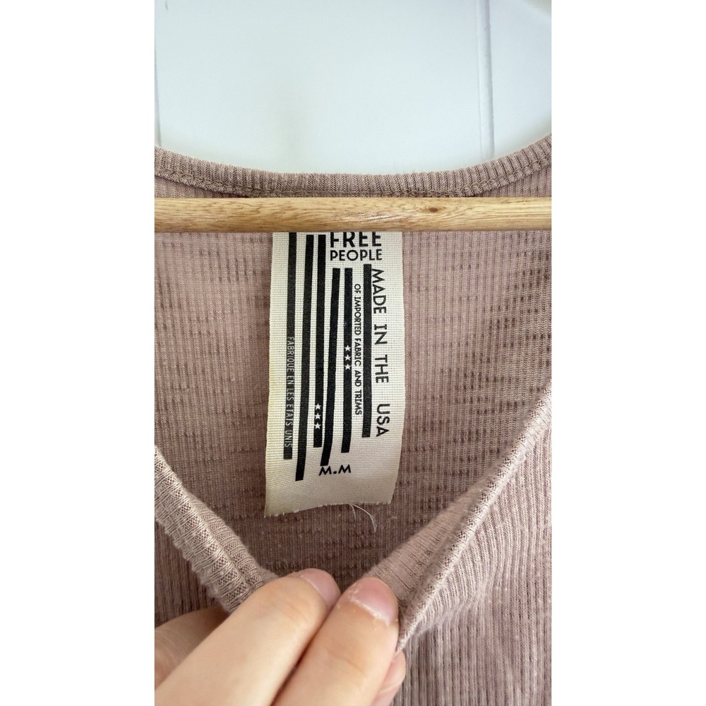 Free People Long Beach Ribbed Racerback Tank Taupe Size M - Picture 3 of 7